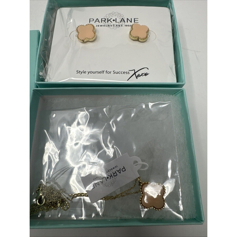 NWT Park Lane Lana Pink Earrings And Necklace Quatrefoil Designer Inspired Set